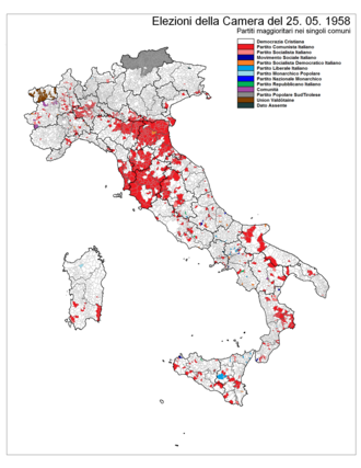 Distribuzione del voto elezioni politiche 1958
