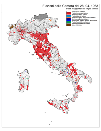 Distribuzione del voto elezioni politiche 1963