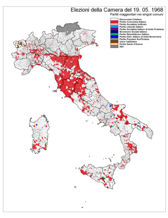 Distribuzione del voto elezioni politiche 1968