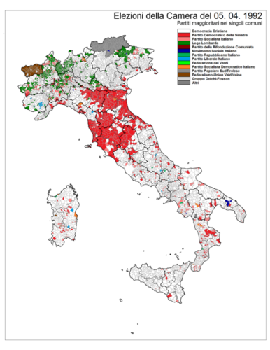 Distribuzione del voto elezioni politiche 1992