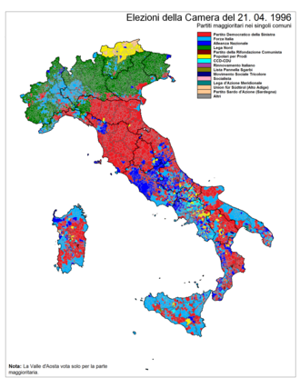 Distribuzione del voto elezioni politiche 1996