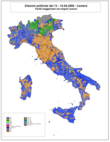 Distribuzione del voto elezioni politiche 2008